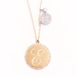14k Initial Diamond Pendant with Diamonds